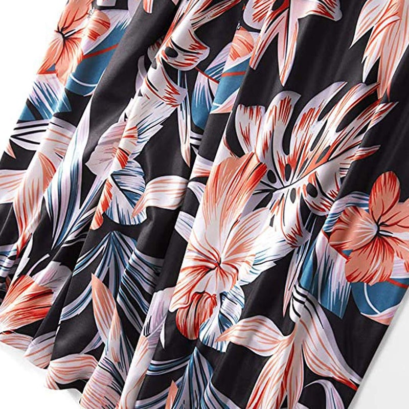 Askwind Mommy and Me Dresses Casual Floral Family Outfits Summer Matching Maxi Dress (Black, L) - Image 4